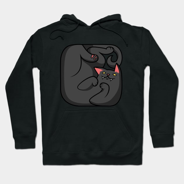 Black square cat Hoodie by shizayats